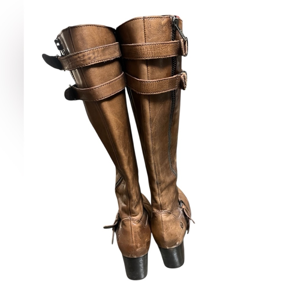Born Milari Marrone brown leather knee high heeled boots - Picture 4 of 12